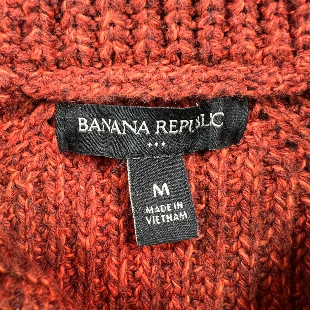Banana‎ Republic Shawl Collar Sweater Mens M Rust Marled Knit Pullover Academia